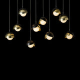 Hubbardton Forge 2022 Black Modern Brass Opal Glass (GG) Standard Brooklyn 10-Light Double Shade Pendant