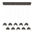 Hubbardton Forge 2022 Oil Rubbed Bronze Dark Smoke Opal Glass (GG) Standard Brooklyn 10-Light Double Shade Pendant