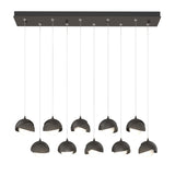 Hubbardton Forge 2022 Oil Rubbed Bronze Dark Smoke Opal Glass (GG) Standard Brooklyn 10-Light Double Shade Pendant