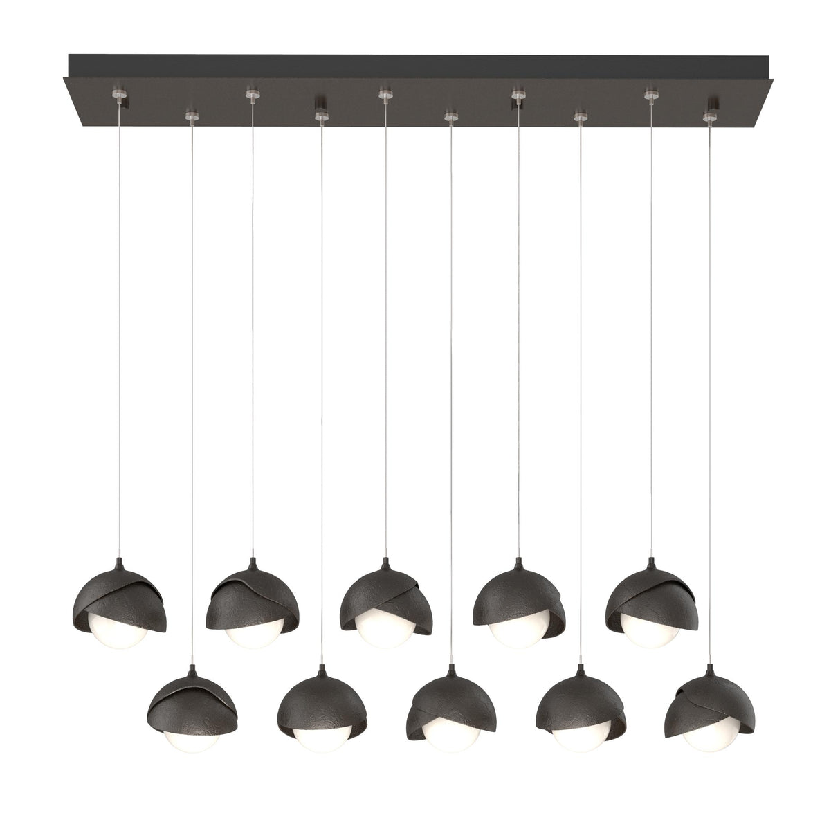Hubbardton Forge 2022 Oil Rubbed Bronze Oil Rubbed Bronze Opal Glass (GG) Standard Brooklyn 10-Light Double Shade Pendant