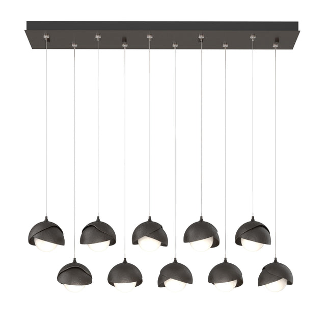 Hubbardton Forge 2022 Oil Rubbed Bronze Oil Rubbed Bronze Opal Glass (GG) Standard Brooklyn 10-Light Double Shade Pendant