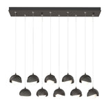 Hubbardton Forge 2022 Oil Rubbed Bronze Natural Iron Opal Glass (GG) Standard Brooklyn 10-Light Double Shade Pendant