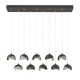 Hubbardton Forge 2022 Oil Rubbed Bronze Vintage Platinum Opal Glass (GG) Standard Brooklyn 10-Light Double Shade Pendant