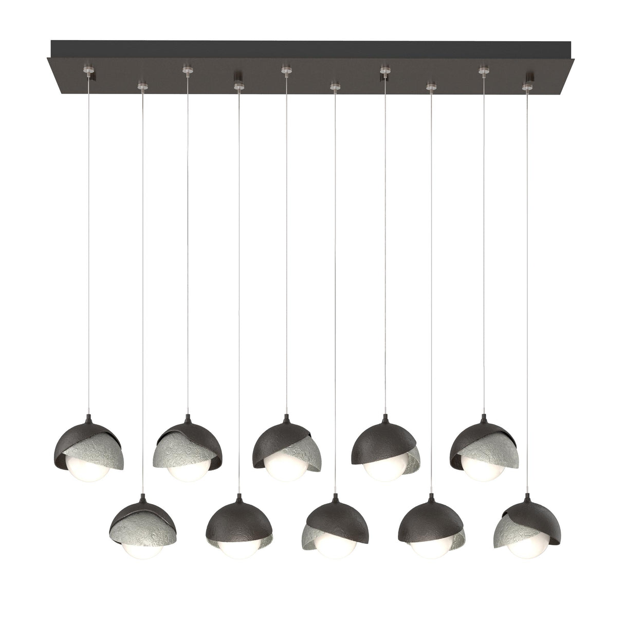 Hubbardton Forge 2022 Oil Rubbed Bronze Sterling Opal Glass (GG) Standard Brooklyn 10-Light Double Shade Pendant