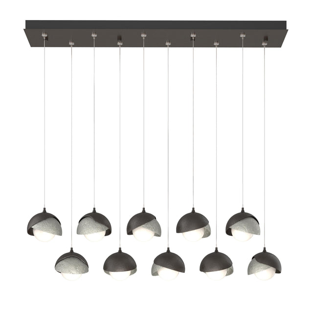 Hubbardton Forge 2022 Oil Rubbed Bronze Sterling Opal Glass (GG) Standard Brooklyn 10-Light Double Shade Pendant