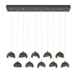 Hubbardton Forge 2022 Natural Iron Bronze Opal Glass (GG) Standard Brooklyn 10-Light Double Shade Pendant