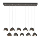 Hubbardton Forge 2022 Natural Iron Bronze Opal Glass (GG) Standard Brooklyn 10-Light Double Shade Pendant
