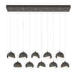 Hubbardton Forge 2022 Natural Iron Dark Smoke Opal Glass (GG) Standard Brooklyn 10-Light Double Shade Pendant