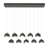 Hubbardton Forge 2022 Natural Iron Dark Smoke Opal Glass (GG) Standard Brooklyn 10-Light Double Shade Pendant