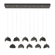 Hubbardton Forge 2022 Natural Iron Black Opal Glass (GG) Standard Brooklyn 10-Light Double Shade Pendant