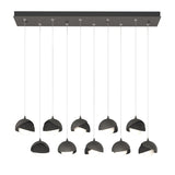 Hubbardton Forge 2022 Natural Iron Black Opal Glass (GG) Standard Brooklyn 10-Light Double Shade Pendant