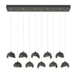 Hubbardton Forge 2022 Natural Iron Oil Rubbed Bronze Opal Glass (GG) Standard Brooklyn 10-Light Double Shade Pendant