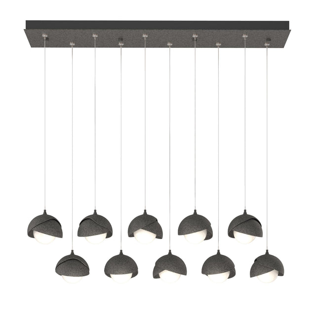 Hubbardton Forge 2022 Natural Iron Natural Iron Opal Glass (GG) Standard Brooklyn 10-Light Double Shade Pendant