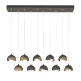 Hubbardton Forge 2022 Natural Iron Soft Gold Opal Glass (GG) Standard Brooklyn 10-Light Double Shade Pendant