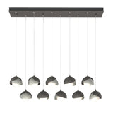 Hubbardton Forge 2022 Natural Iron Sterling Opal Glass (GG) Standard Brooklyn 10-Light Double Shade Pendant