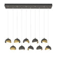 Hubbardton Forge 2022 Natural Iron Modern Brass Opal Glass (GG) Standard Brooklyn 10-Light Double Shade Pendant