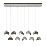 Hubbardton Forge 2022 Vintage Platinum Bronze Opal Glass (GG) Standard Brooklyn 10-Light Double Shade Pendant