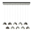 Hubbardton Forge 2022 Vintage Platinum Dark Smoke Opal Glass (GG) Standard Brooklyn 10-Light Double Shade Pendant