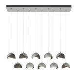Hubbardton Forge 2022 Vintage Platinum Dark Smoke Opal Glass (GG) Standard Brooklyn 10-Light Double Shade Pendant