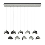 Hubbardton Forge 2022 Vintage Platinum Black Opal Glass (GG) Standard Brooklyn 10-Light Double Shade Pendant