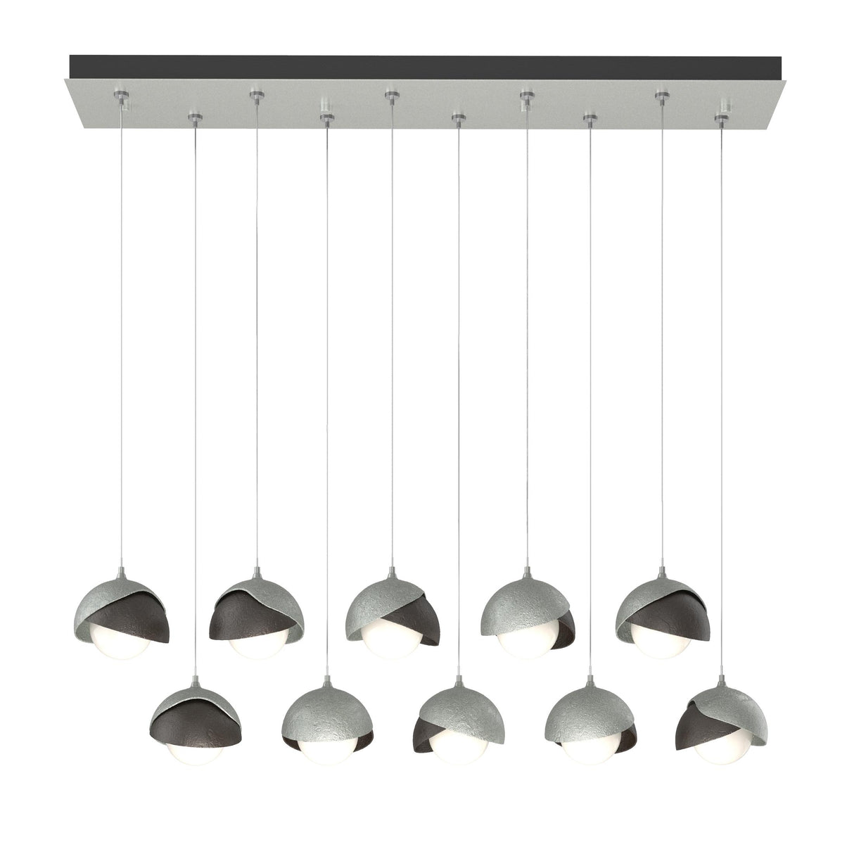 Hubbardton Forge 2022 Vintage Platinum Oil Rubbed Bronze Opal Glass (GG) Standard Brooklyn 10-Light Double Shade Pendant
