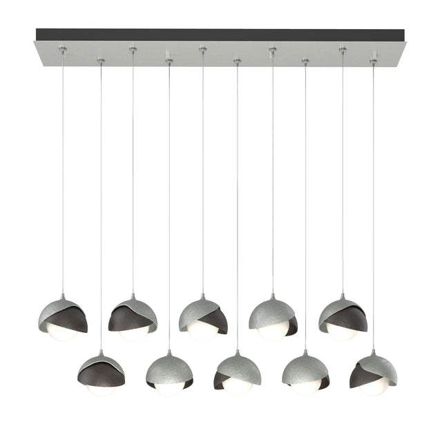 Hubbardton Forge 2022 Vintage Platinum Oil Rubbed Bronze Opal Glass (GG) Standard Brooklyn 10-Light Double Shade Pendant