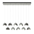 Hubbardton Forge 2022 Vintage Platinum Natural Iron Opal Glass (GG) Standard Brooklyn 10-Light Double Shade Pendant