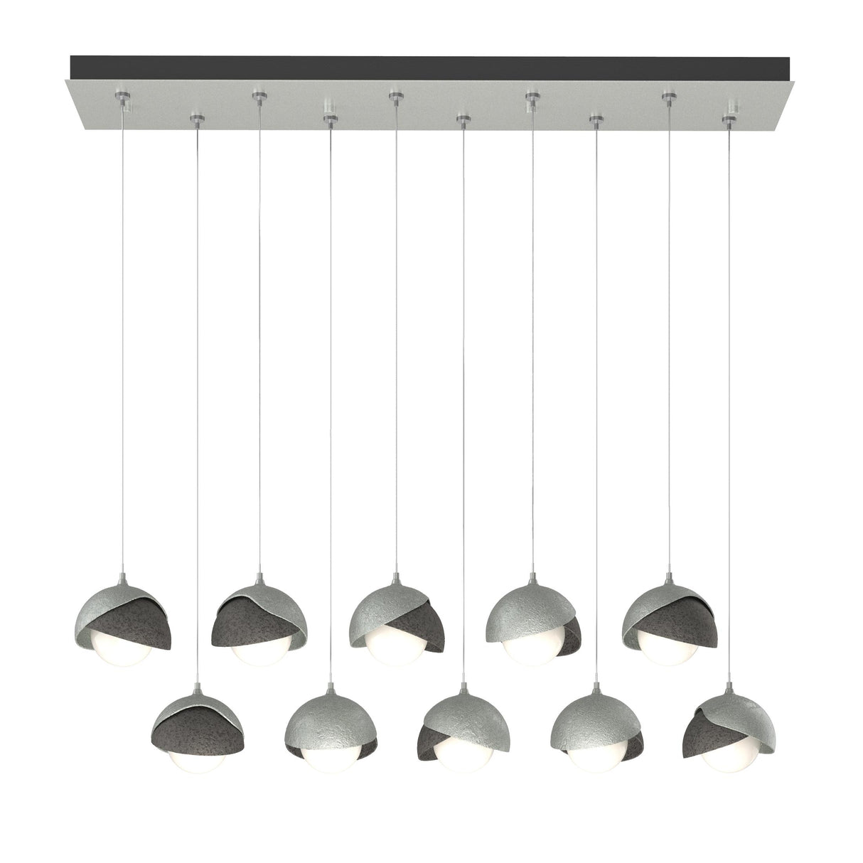 Hubbardton Forge 2022 Vintage Platinum Natural Iron Opal Glass (GG) Standard Brooklyn 10-Light Double Shade Pendant