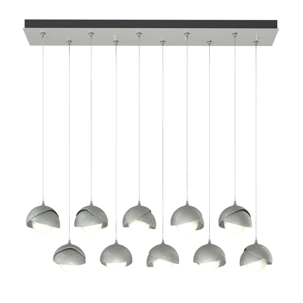 Hubbardton Forge 2022 Vintage Platinum Vintage Platinum Opal Glass (GG) Standard Brooklyn 10-Light Double Shade Pendant