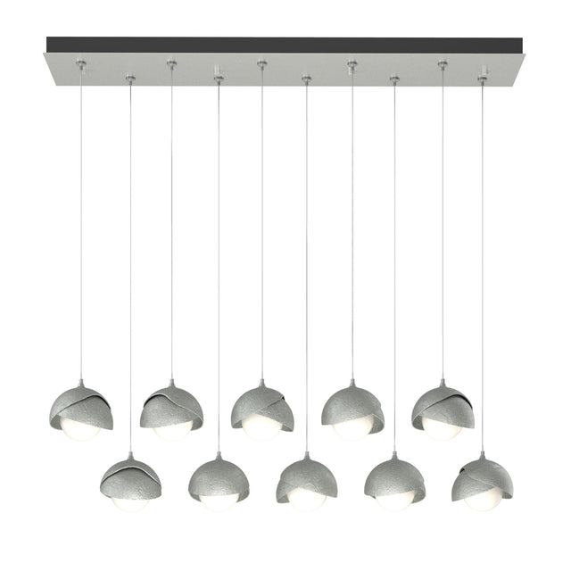 Hubbardton Forge 2022 Vintage Platinum Vintage Platinum Opal Glass (GG) Standard Brooklyn 10-Light Double Shade Pendant