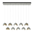 Hubbardton Forge 2022 Vintage Platinum Soft Gold Opal Glass (GG) Standard Brooklyn 10-Light Double Shade Pendant