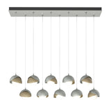 Hubbardton Forge 2022 Vintage Platinum Soft Gold Opal Glass (GG) Standard Brooklyn 10-Light Double Shade Pendant