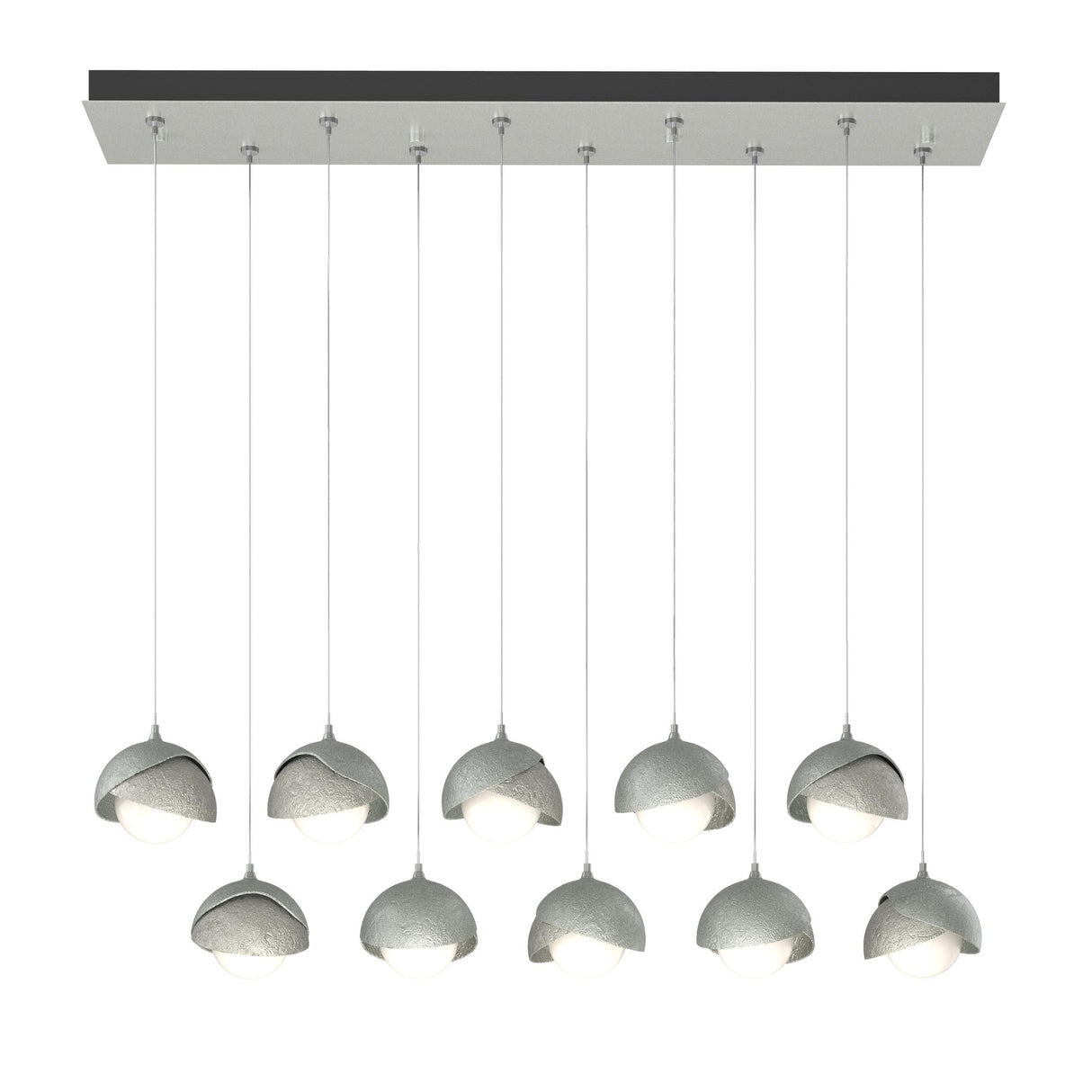 Hubbardton Forge 2022 Vintage Platinum Sterling Opal Glass (GG) Standard Brooklyn 10-Light Double Shade Pendant