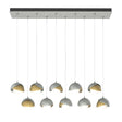 Hubbardton Forge 2022 Vintage Platinum Modern Brass Opal Glass (GG) Standard Brooklyn 10-Light Double Shade Pendant