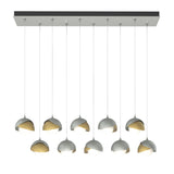Hubbardton Forge 2022 Vintage Platinum Modern Brass Opal Glass (GG) Standard Brooklyn 10-Light Double Shade Pendant