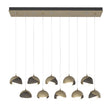 Hubbardton Forge 2022 Soft Gold Dark Smoke Opal Glass (GG) Standard Brooklyn 10-Light Double Shade Pendant