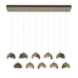 Hubbardton Forge 2022 Soft Gold Dark Smoke Opal Glass (GG) Standard Brooklyn 10-Light Double Shade Pendant