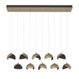 Hubbardton Forge 2022 Soft Gold Black Opal Glass (GG) Standard Brooklyn 10-Light Double Shade Pendant