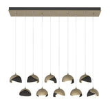 Hubbardton Forge 2022 Soft Gold Black Opal Glass (GG) Standard Brooklyn 10-Light Double Shade Pendant