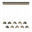 Hubbardton Forge 2022 Soft Gold Natural Iron Opal Glass (GG) Standard Brooklyn 10-Light Double Shade Pendant