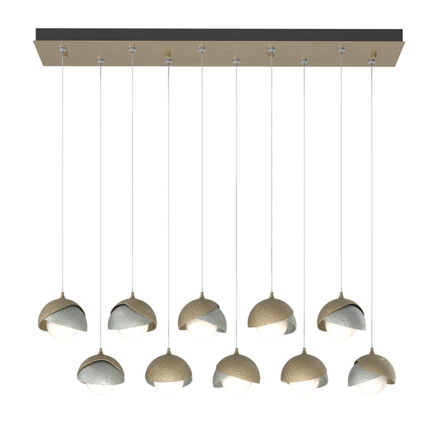 Hubbardton Forge 2022 Soft Gold Vintage Platinum Opal Glass (GG) Standard Brooklyn 10-Light Double Shade Pendant