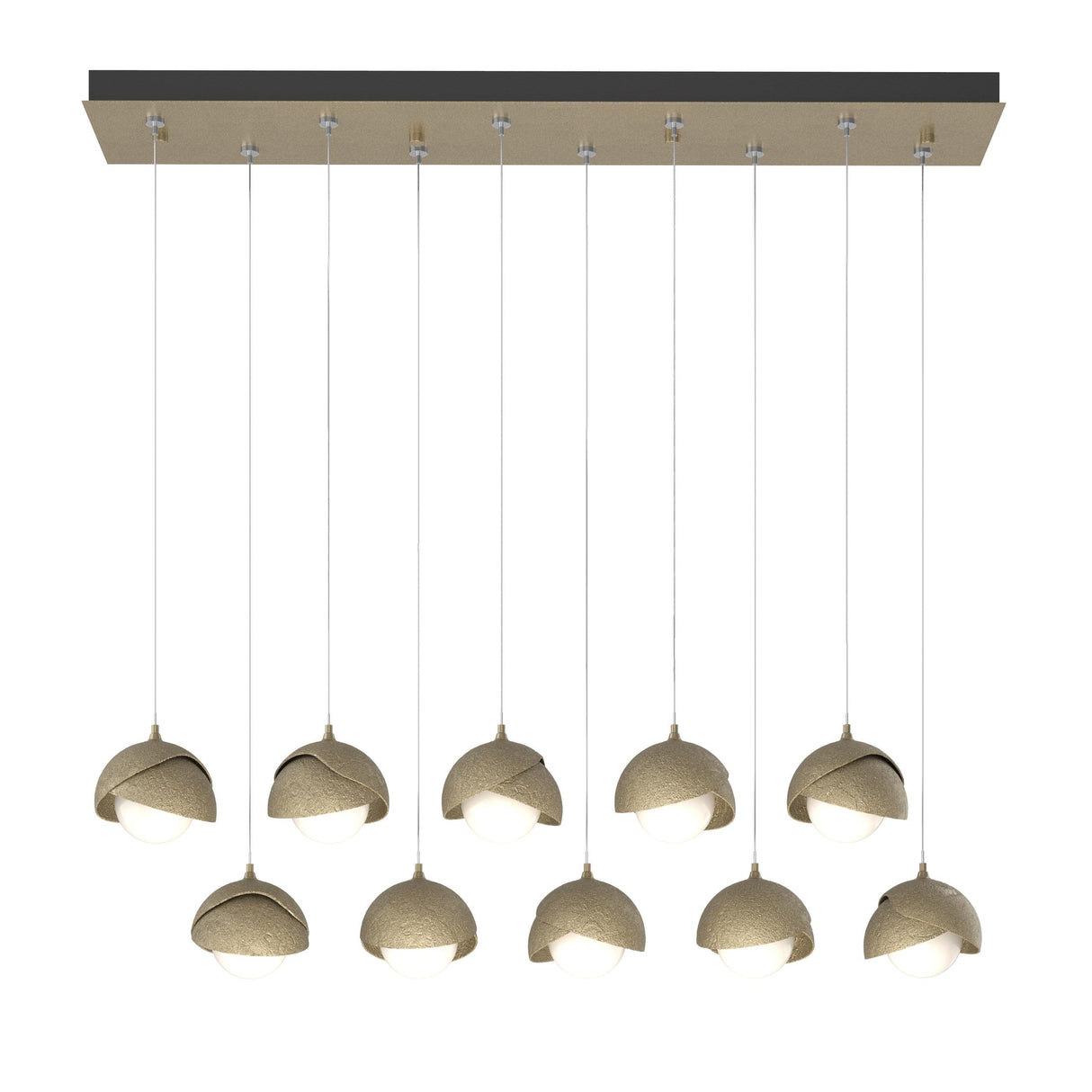 Hubbardton Forge 2022 Soft Gold Soft Gold Opal Glass (GG) Standard Brooklyn 10-Light Double Shade Pendant