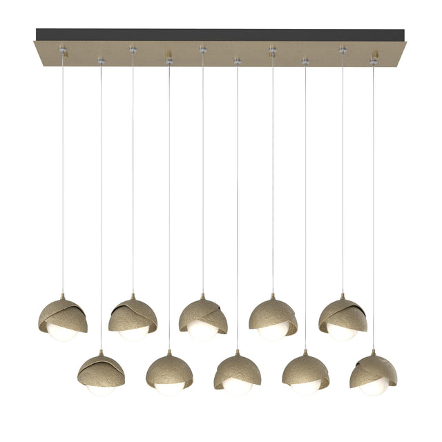 Hubbardton Forge 2022 Soft Gold Soft Gold Opal Glass (GG) Standard Brooklyn 10-Light Double Shade Pendant