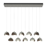 Hubbardton Forge 2022 Sterling Bronze Opal Glass (GG) Standard Brooklyn 10-Light Double Shade Pendant