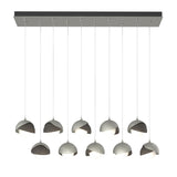 Hubbardton Forge 2022 Sterling Dark Smoke Opal Glass (GG) Standard Brooklyn 10-Light Double Shade Pendant