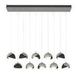 Hubbardton Forge 2022 Sterling Black Opal Glass (GG) Standard Brooklyn 10-Light Double Shade Pendant