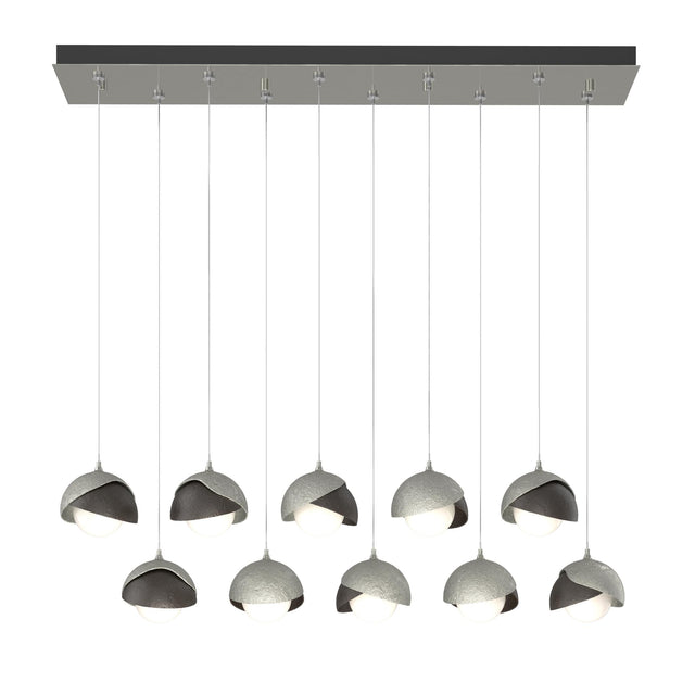 Hubbardton Forge 2022 Sterling Oil Rubbed Bronze Opal Glass (GG) Standard Brooklyn 10-Light Double Shade Pendant