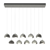 Hubbardton Forge 2022 Sterling Natural Iron Opal Glass (GG) Standard Brooklyn 10-Light Double Shade Pendant