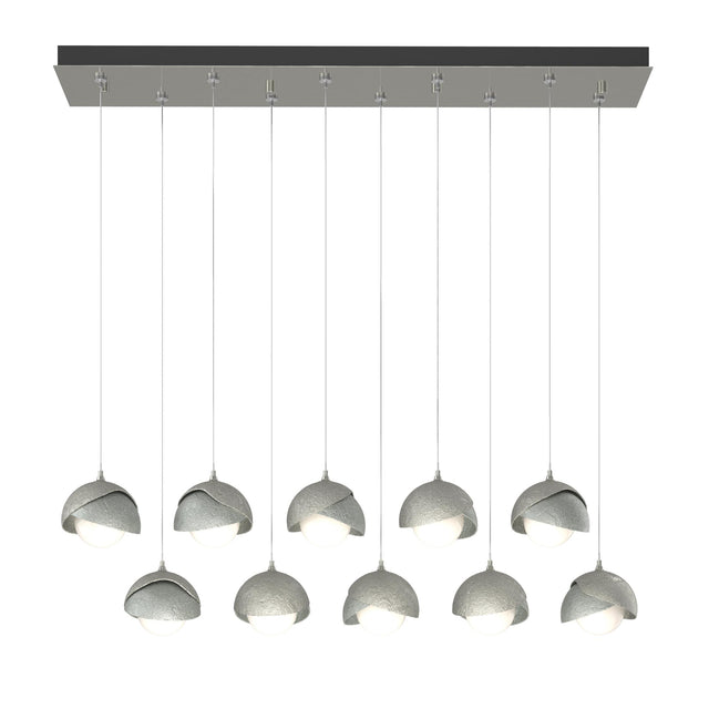 Hubbardton Forge 2022 Sterling Vintage Platinum Opal Glass (GG) Standard Brooklyn 10-Light Double Shade Pendant