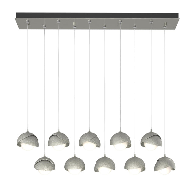 Hubbardton Forge 2022 Sterling Sterling Opal Glass (GG) Standard Brooklyn 10-Light Double Shade Pendant